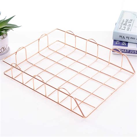 oddpod™ Rose Gold Stackable A4 Paper & Document Tray/Elegant Metal Desk ...