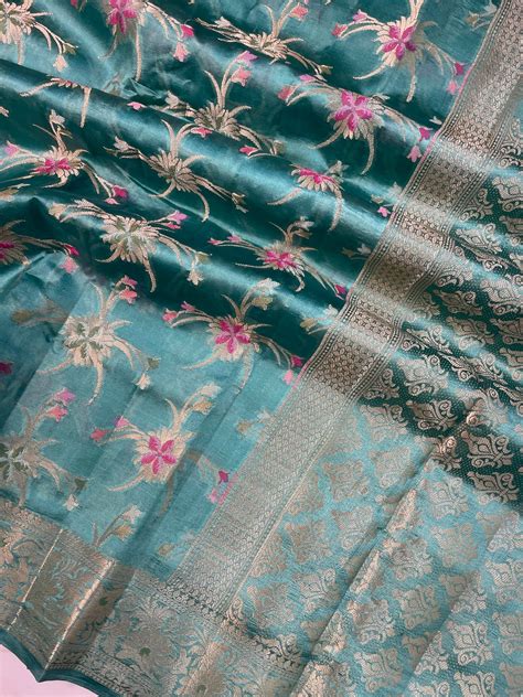Pure Dupion Silk Banarasi Saree - Gold Zari | The Handlooms