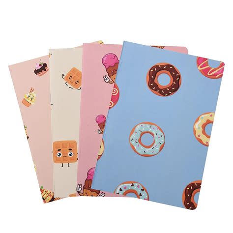 Papboo A5 Handy, Easy to Carry Unruled, Plain Cute Dessert Set of 4 for ...