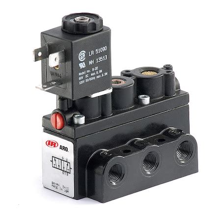 Aro Solenoid Air Control Valve, 120V AC, Solenoid / Spring, 1/4 in Pipe ...