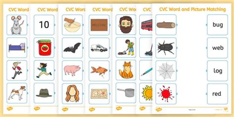 Mixed CVC Words and Picture Matching Booklet 3文字単語 絵と英単語 結びつけブックレット