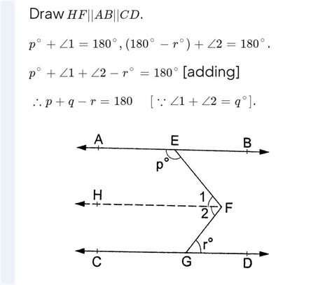 in the given figure ab||cd,prove that p+q-r=180° - Brainly.in