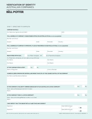 Fillable Online Verification of Identity Form - Bell Potter Securities ...