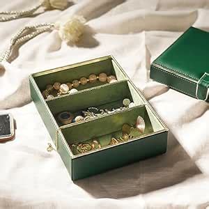 PURE HOME + LIVING Green 3 Compartment Faux Leather Organiser : Amazon ...