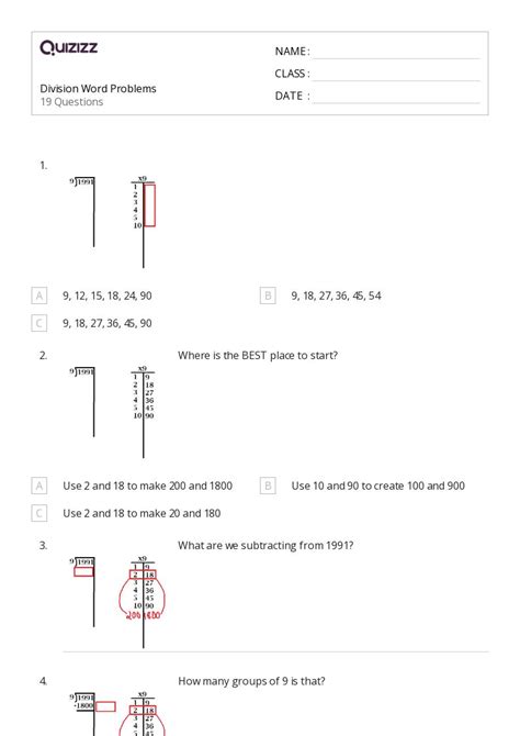 50+ Division Word Problems worksheets for 5th Class on Quizizz | Free ...