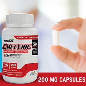 NutriJa Caffeine 200mg 100 Capsules | Pure & Potent | Boosts ...