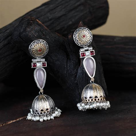 Noor-e-Jhumka Classic German Silver Earrings – iTokri आई.टोकरी