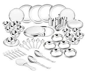 Classic Essentials Stainless Steel Solid Dinner Set (51) : Amazon.in ...