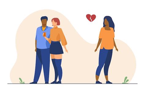 Femme au cœur brisé. Fille regardant ex petit ami sortir avec une ...