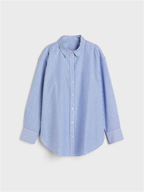 Blue Striped Drop Shoulder Shirt