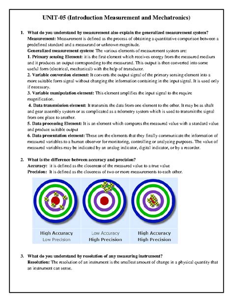 FME Notes Unit 5: Measurement Principles & Mechatronics Overview - Studocu