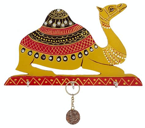 Elite Creation Handpainted Kudan Studded Camel Key Holder, 10x.5x5 cm ...