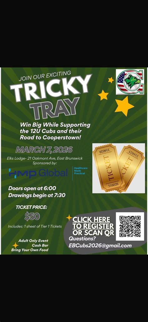EB Cubs Cooperstown Tricky Tray, East Brunswick Elks Club, 7 March 2026 ...