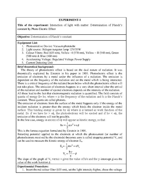 PHY1008 Lab Manual: Experiments on Light-Matter Interaction ...