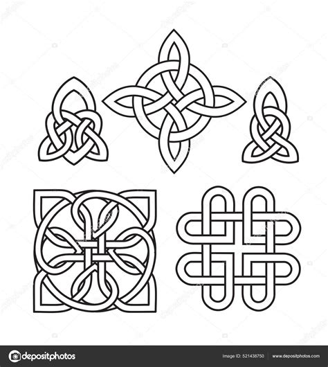Medieval Celtic knot tattoo set. Celtic, Irish knots ornament. Celtic ...