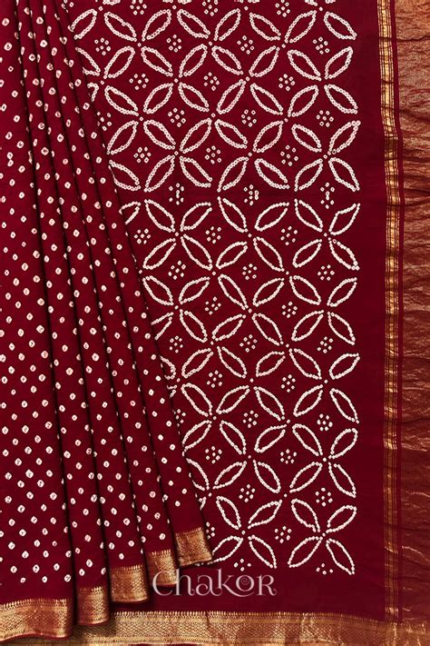 Shop Handloom Deep Red Bandhani Mangalgiri Cotton Saree For Women ...