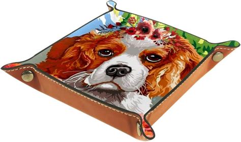 Buy MUOOUM Office Desk Trays, Cute Dog with Wreath in Red Flowers ...