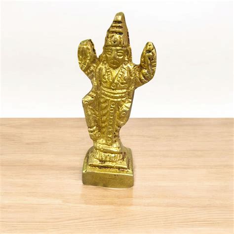 Lord Vishnu Brass Idol – Standing on Lotus – Gurupujan – GuruPujan