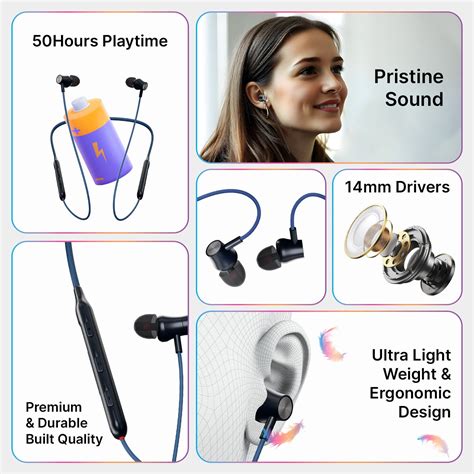 pTron Tangent Evolve w/ 50Hrs Playtime, HD Mic, Pristine Sound, 14mm D ...