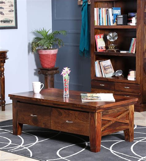 Shagun Arts Sheesham Wood Coffee Table for Living Room | Teapoy Tea ...