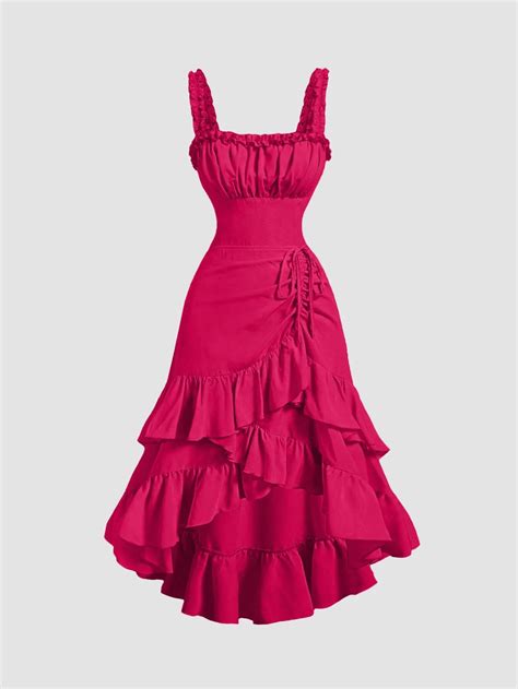 Pink Ruffle High-Low Midi Dress with Ruffle Hem - Littlebox India