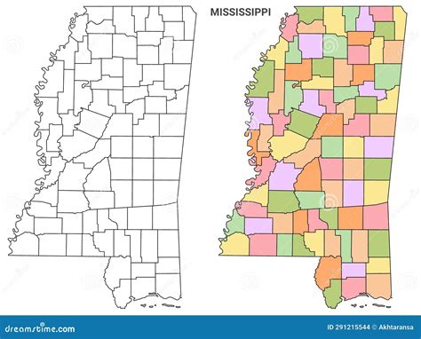mississippi counties blank map
