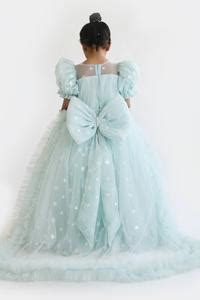 Buy Blue Net Embroidery Star Embellished Ball Gown For Girls by Fayon ...