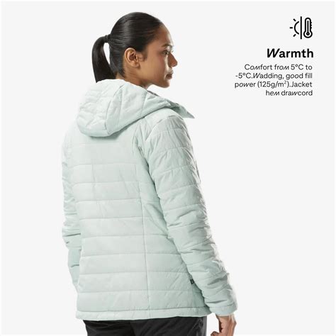 Women Warm Puffer Jacket with hood for mountain trekking- MT100 -5°C