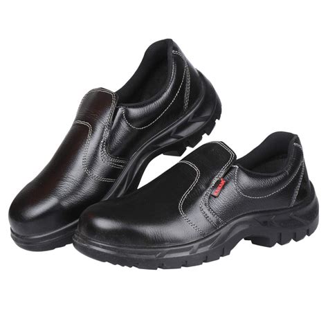 Karam FS04 Black Leather Safety Shoes for Men | Single Density with ...