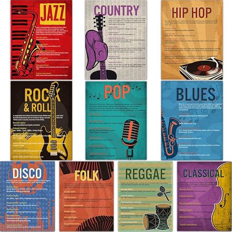 Buy Music Genre Posters Music Bulletin Board Set Music Posters for ...
