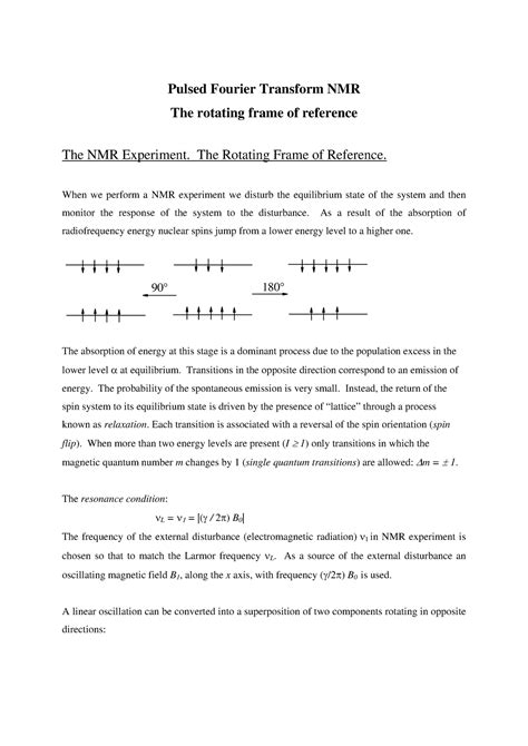 Nuclear magnetic resonance spectroscopy-Pulsed Fourier Transform NMR ...