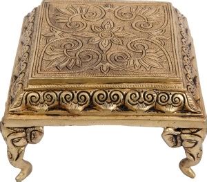 Jaszz Art Brass Pooja Chowki 4 Elephant Leg Traditional Bajot for Home ...