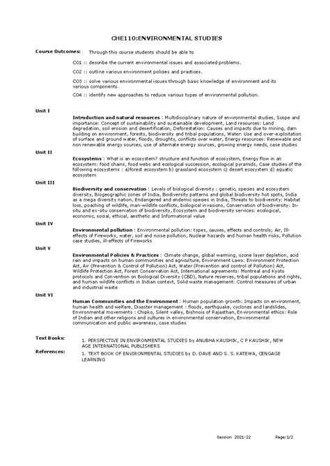 CHE110 Environmental Studies - CHE110:ENVIRONMENTAL STUDIES Course ...