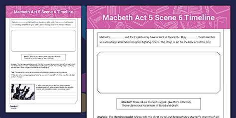 Macbeth Act 5 Scene 6 Timeline Activity Sheet (teacher made)
