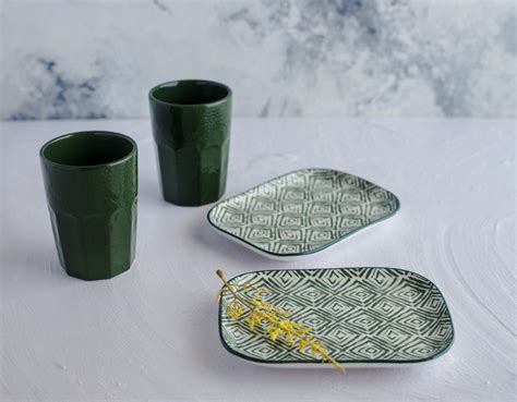 GREEN GLAZE Tumbler Set of 2