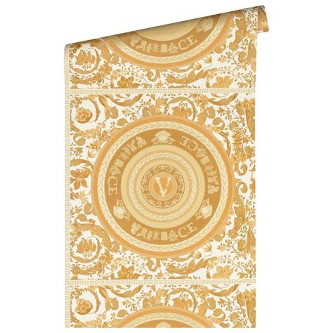 Versace design wallpaper in gold and white non-woven wallpaper with ...