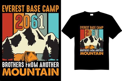 Mountain base camp 2061 t shirt design vector | Premium Vector