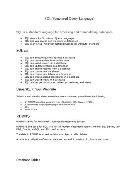 Module-3 - SQL is a standard language for accessing and manipulating ...