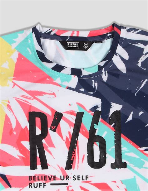 Buy White All Over Print Round Neck T-Shirt for Boys online at RUFF