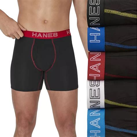 Men's Hanes® 5 Pack Ultimate Stretch Moisture Wicking Boxer Brief Underwear