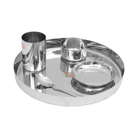 Order Vinod Stainless Steel Traditional Thali Set with Halwa Plate | 5 Pcs