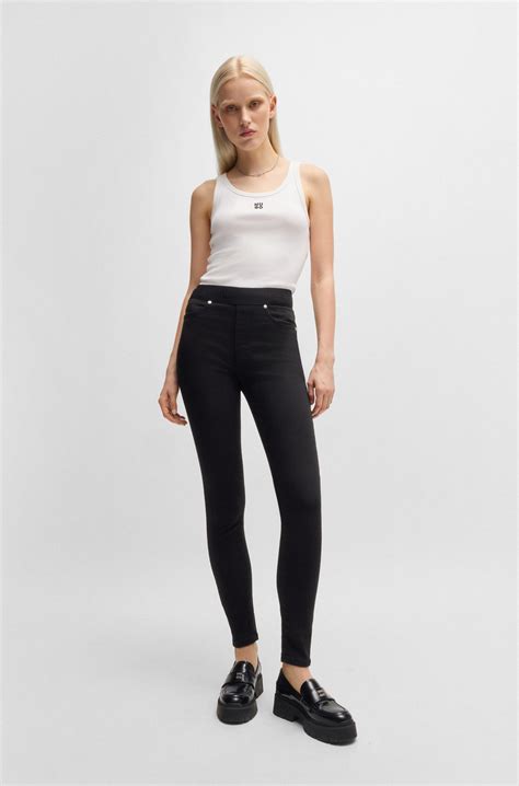 HUGO - Super-skinny-fit jeggings in black super-stretch denim - Black