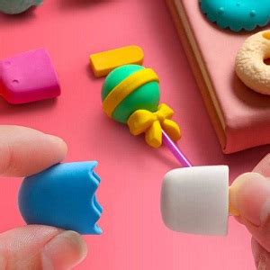 YBN Designer Pencil Eraser for Kids Cute Soft Softy, Donut, Lollipop ...