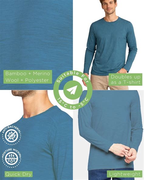 Full Sleeves Thermal | Merino Wool + Bamboo + Polyester For Men's