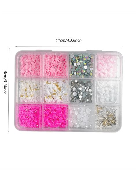 1 Caixa de Decorações de Unhas DIY em Resina Aleatória Mista, incluindo ...