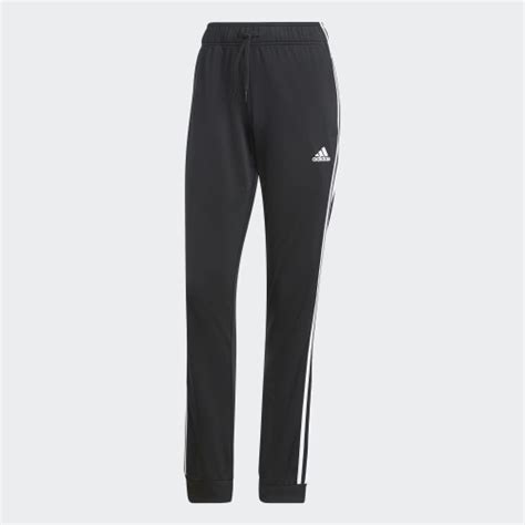 adidas Essentials Warm-Up Slim Tapered 3-Stripes Track Pants - Black ...