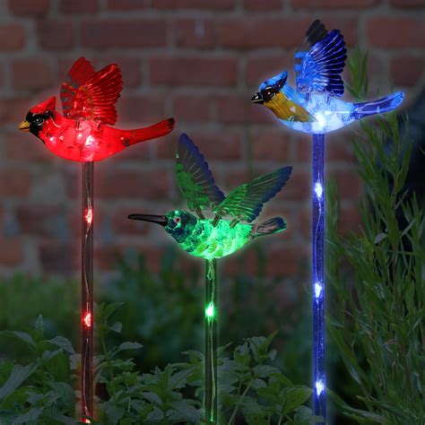 Exhart Solar WindyWing Garden Stake Set of Cardinal, Hummingbird and ...