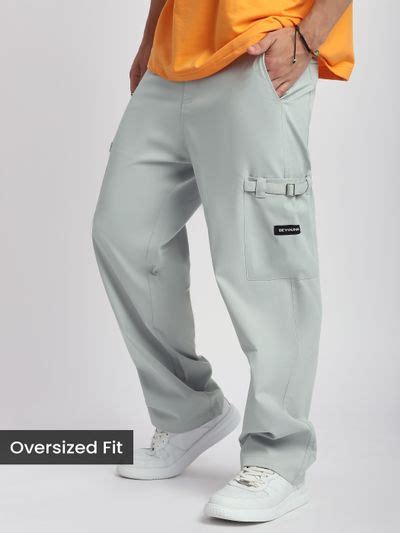 Buy Men's Ice Blue Buckle Pocket Cargo Pants at Beyoung