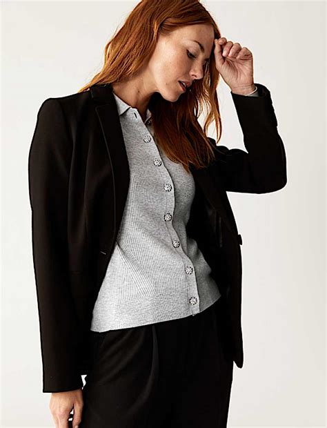 Buy Ribbed Collared Cardigan at Marks & Spencer