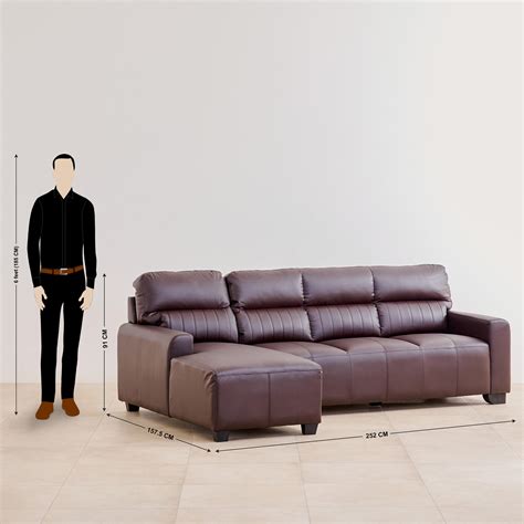 Buy Albury Faux Leather 3-Seater Left Corner Sofa with Chaise - Madrid ...